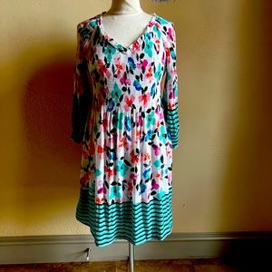 Sharagano M Floral Long Sleeve Stretchy Dress